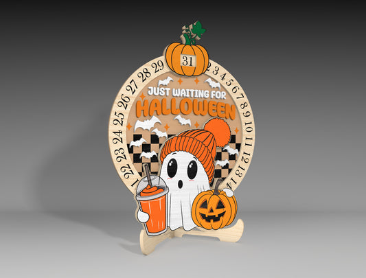 Halloween Ghost Countdown Calendar SVG for LightBurn Glowforge xTool