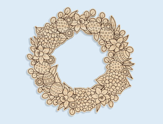 Floral Wreath Door Sign SVG Bundle Spring for LightBurn and xTool