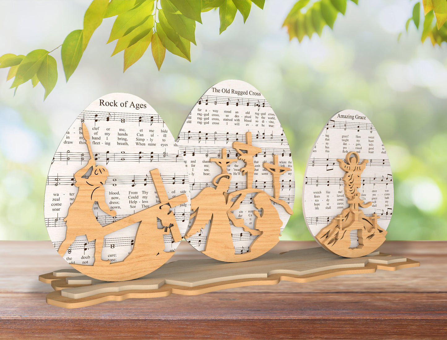 Easter Egg Christian Hymn Stand SVG Scene Decor for LightBurn and Glowforge