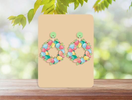 Easter Egg Wreath Earrings SVG Bundle Bunny Floral for Glowforge and xTool