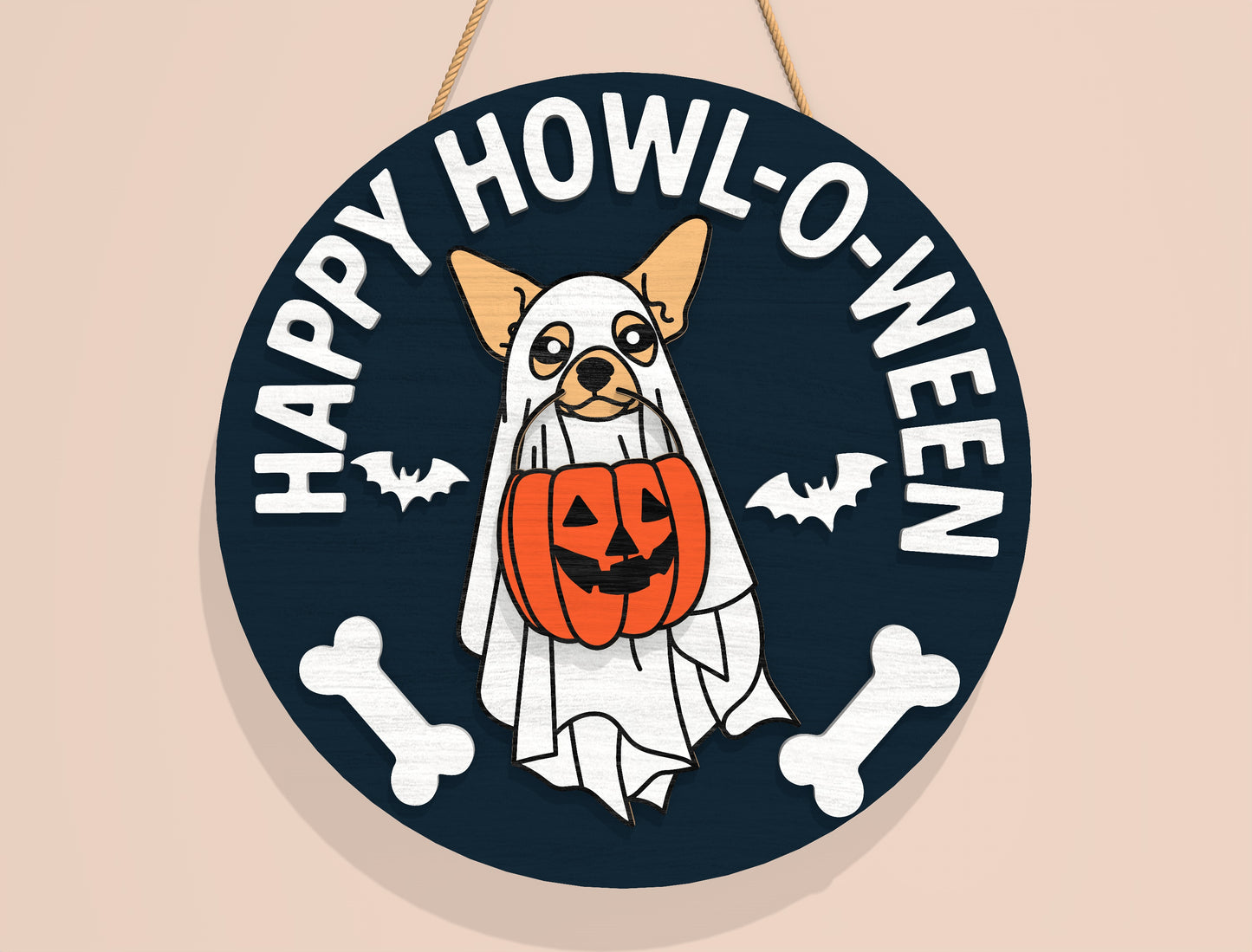 Happy Howloween Dog Door Sign SVG Laser Cut File for Glowforge