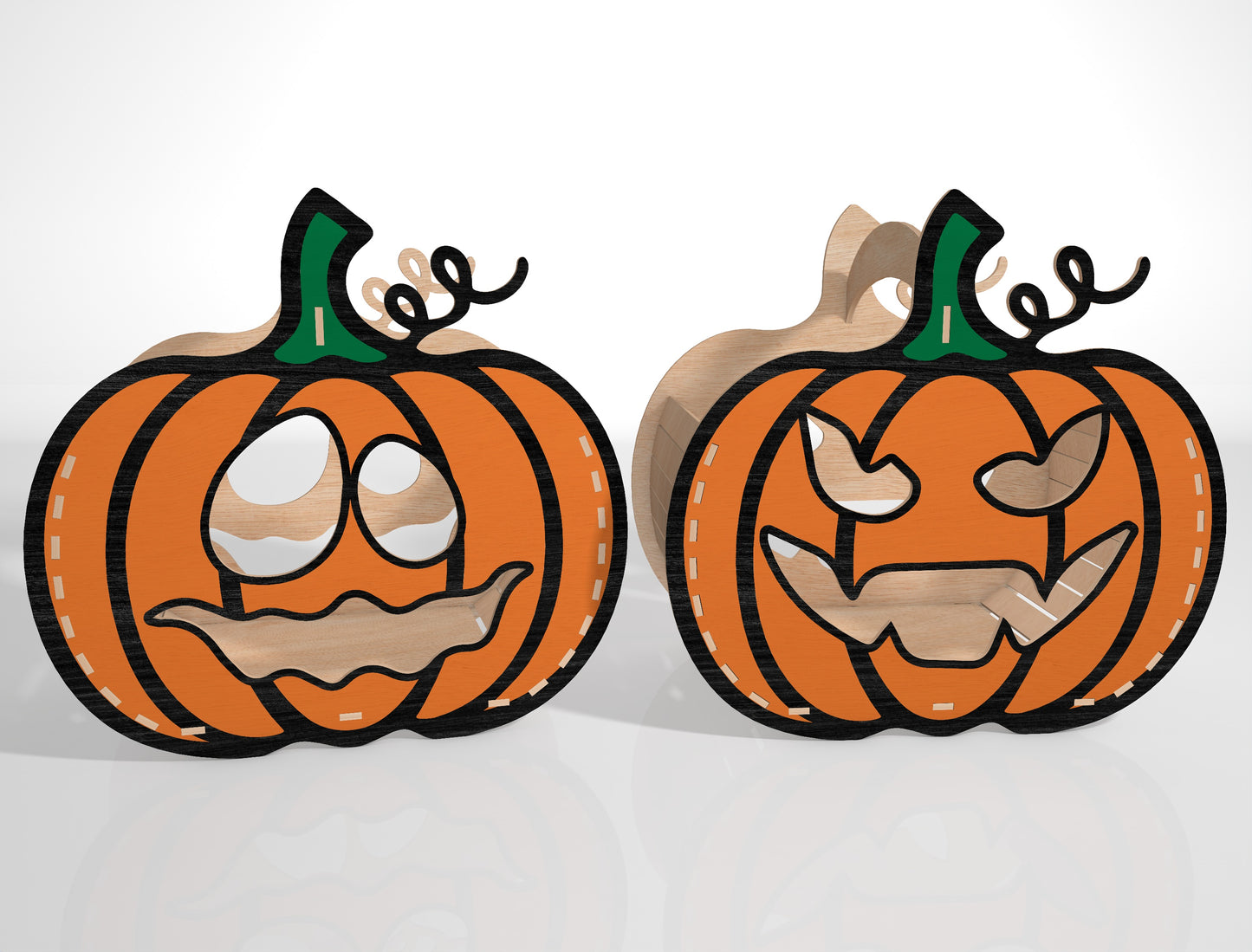 Halloween Pumpkin Face Basket SVG Bundle Laser Cut File for Glowforge