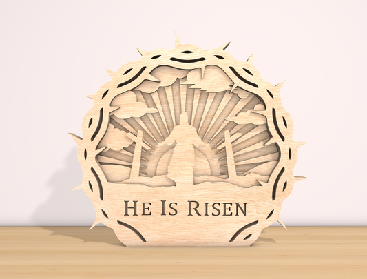 Multilayer He Is Risen Crown of Thorns SVG Bundle for LightBurn and xTool