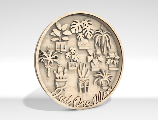 Multilayer Plant SVG Round Sign Laser Cut File for Glowforge and LightBurn