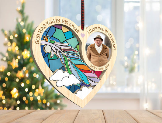 Memorial Heart Ornament SVG Photo Rainbow Tribute Laser Cut File for Glowforge
