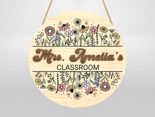 Personalized Floral Classroom Door Sign Laser Cut File SVG for xTool and Glowforge