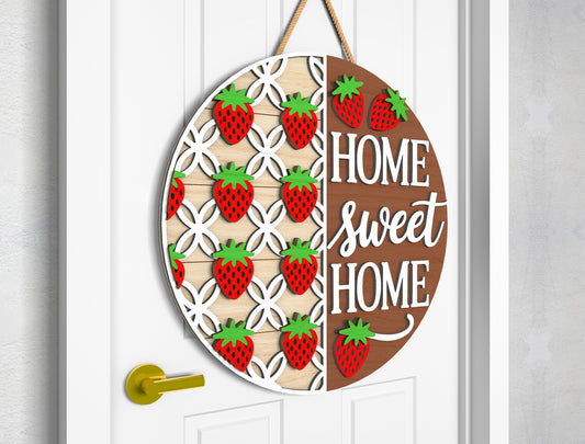 Home Sweet Home Strawberry Door Hanger SVG Laser Cut File for xTool and Glowforge