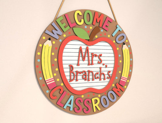 Welcome Classroom Door Sign SVG Laser Cut File for xTool and Glowforge