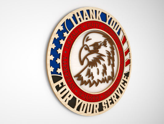 Thank You Veterans Eagle Sign SVG Laser Cut File for xTool