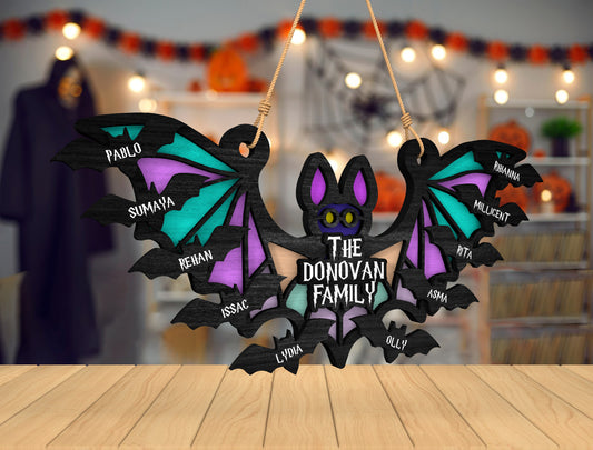 Personalized Bat Family Halloween Sign SVG for Glowforge xTool LightBurn