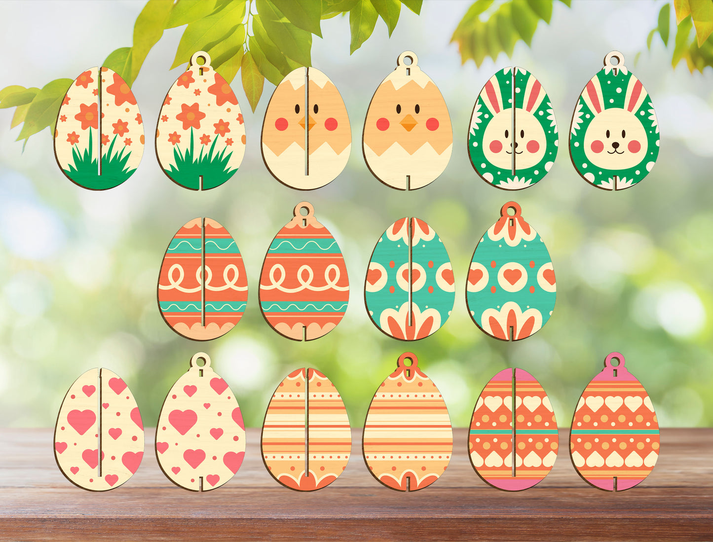 Easter Egg Ornament SVG Bundle Interlocking 3D Wooden for LightBurn and xTool