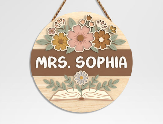 Personalized Teacher Floral Classroom Sign SVG Bundle Laser Cut File for xTool