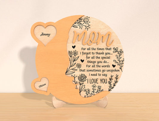 Family Heart Plaque SVG Bundle Mom Quote Name Hearts for Glowforge