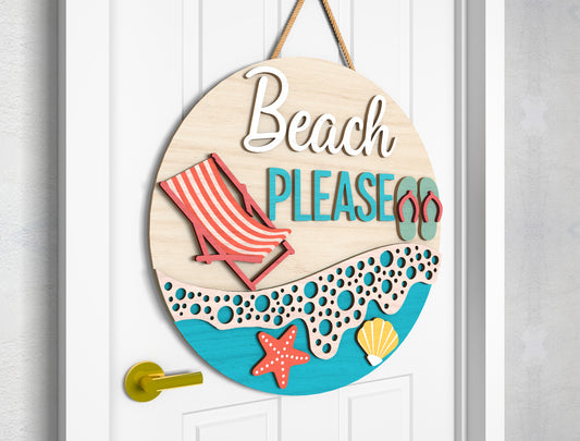 Beach Please Door Hanger SVG for Glowforge