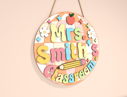 Personalized Pastel Bubble Classroom Sign SVG Laser Cut File for Glowforge and xTool