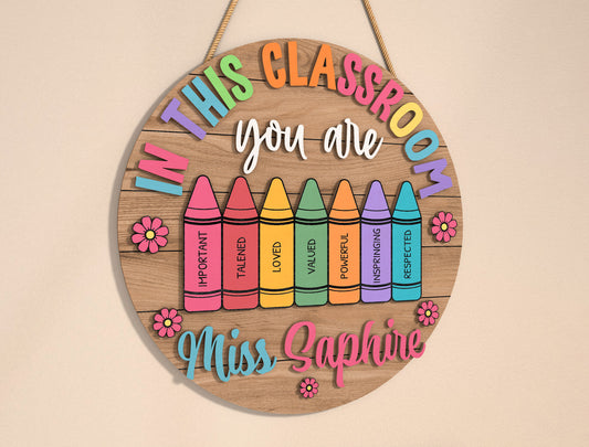 Personalized Classroom Door Sign SVG Laser Cut File for Glowforge and LightBurn