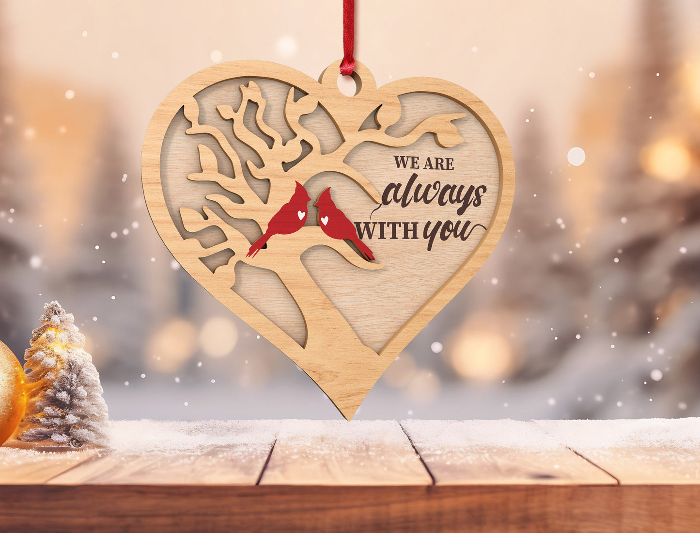 Cardinal Memorial Heart Ornament SVG Bundle Laser Cut File for Glowforge xTool LightBurn