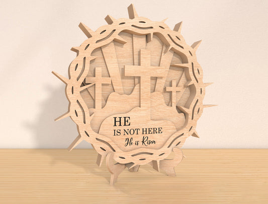 Multilayer Crown of Thorns Cross SVG Easter for Glowforge and xTool