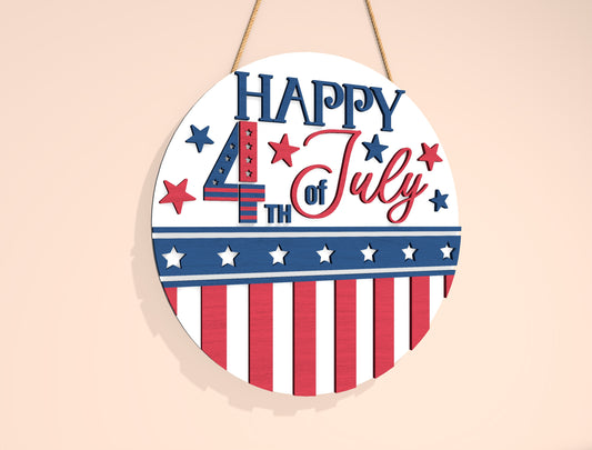Happy 4th of July Door Sign SVG for Glowforge and xTool