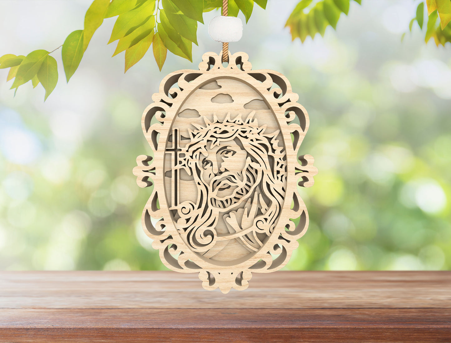 Christian Layered Ornament SVG Jesus Cross Faith Scene for Glowforge and xTool