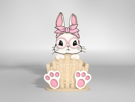 Cute Bunny Basket Egg Holder Glasses Cap SVG 2 Designs for Glowforge and xTool