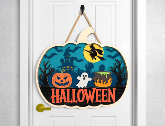 Pumpkin Halloween Door Sign SVG Laser Cut Files for xTool