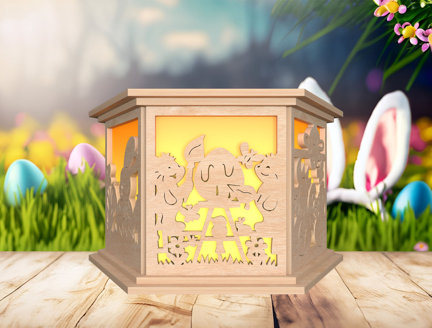 Easter Shadow Box Lantern SVG Bunny Egg Light for xTool and LightBurn