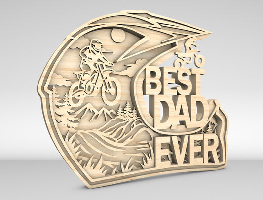 Best Dad Ever Motocross Helmet Sign SVG Laser Cut File for Glowforge and LightBurn