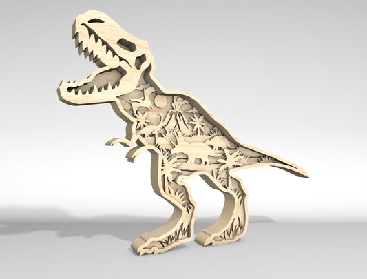 Multilayer Dinosaur SVG for Glowforge xTool Layered T Rex Laser Cut File