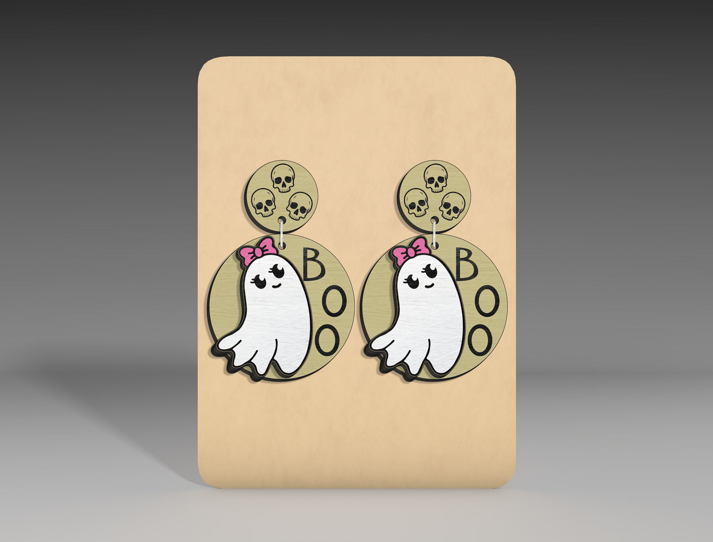 Halloween Boo Ghost Earrings SVG Bundle 3 Designs for LightBurn Glowforge