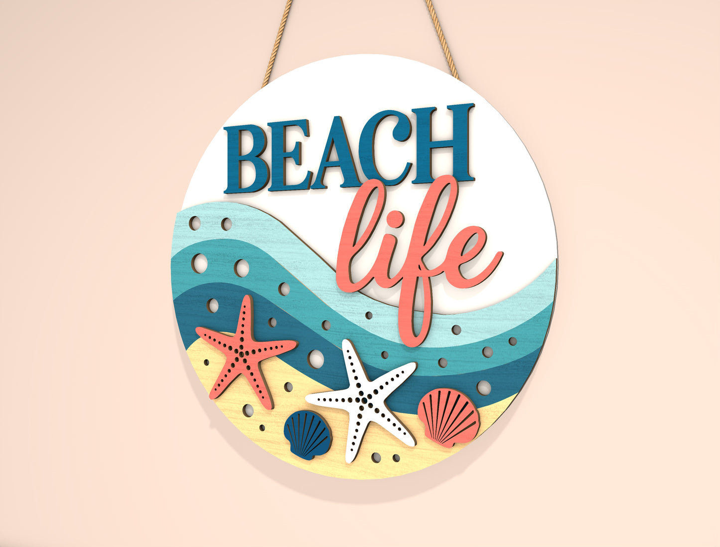 “Beach Life” Door Sign SVG Laser Cut File for xTool and Glowforge