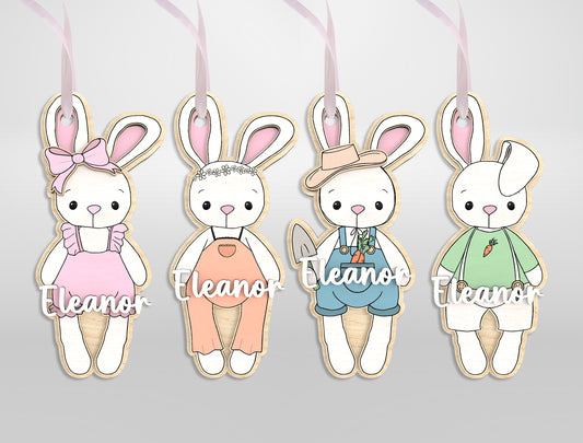 Personalized Easter Basket Tags SVG Bunny Carrot Name 9 Designs for Glowforge