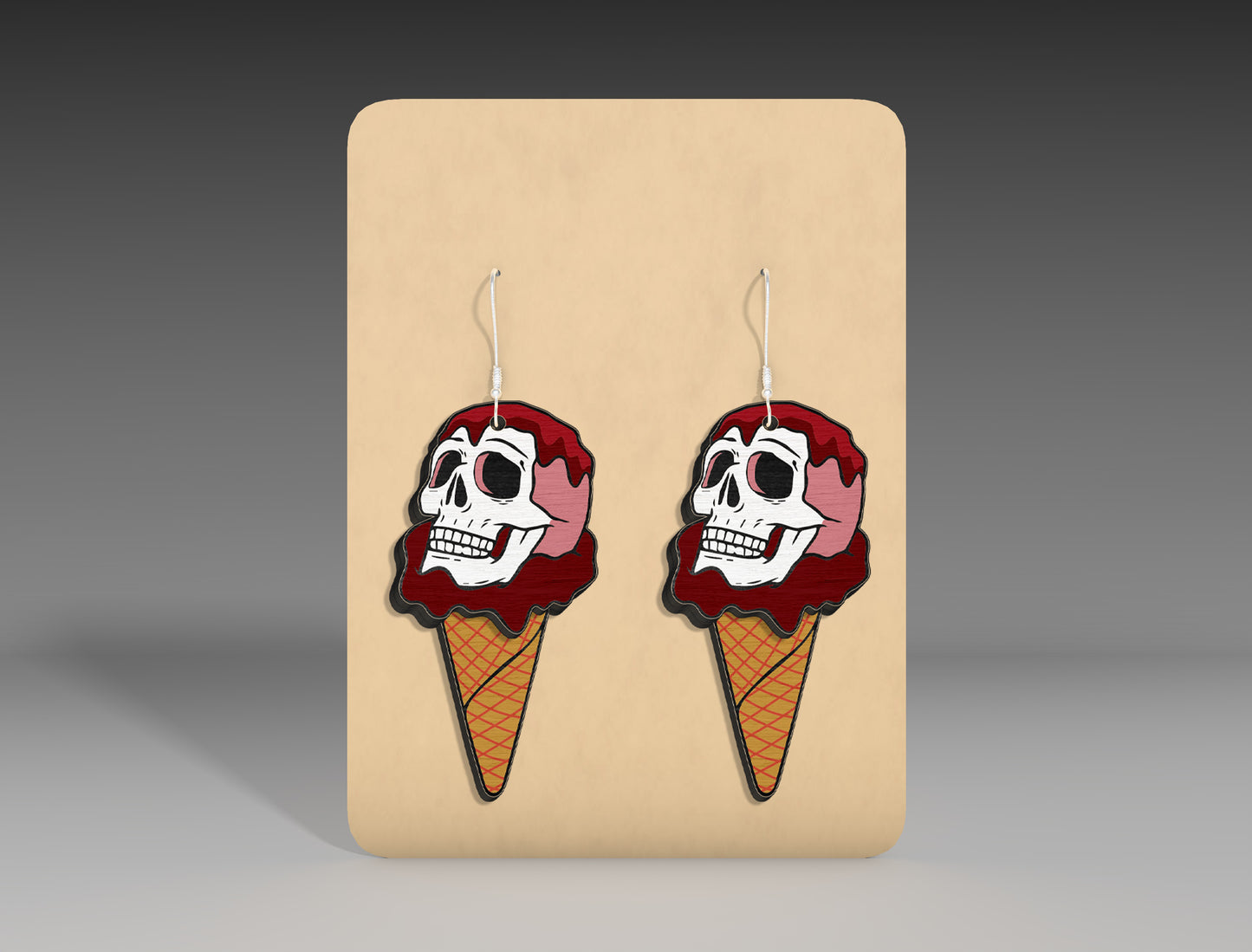 Halloween Skull Ice Cream Earrings SVG Bundle 3 Designs for xTool LightBurn
