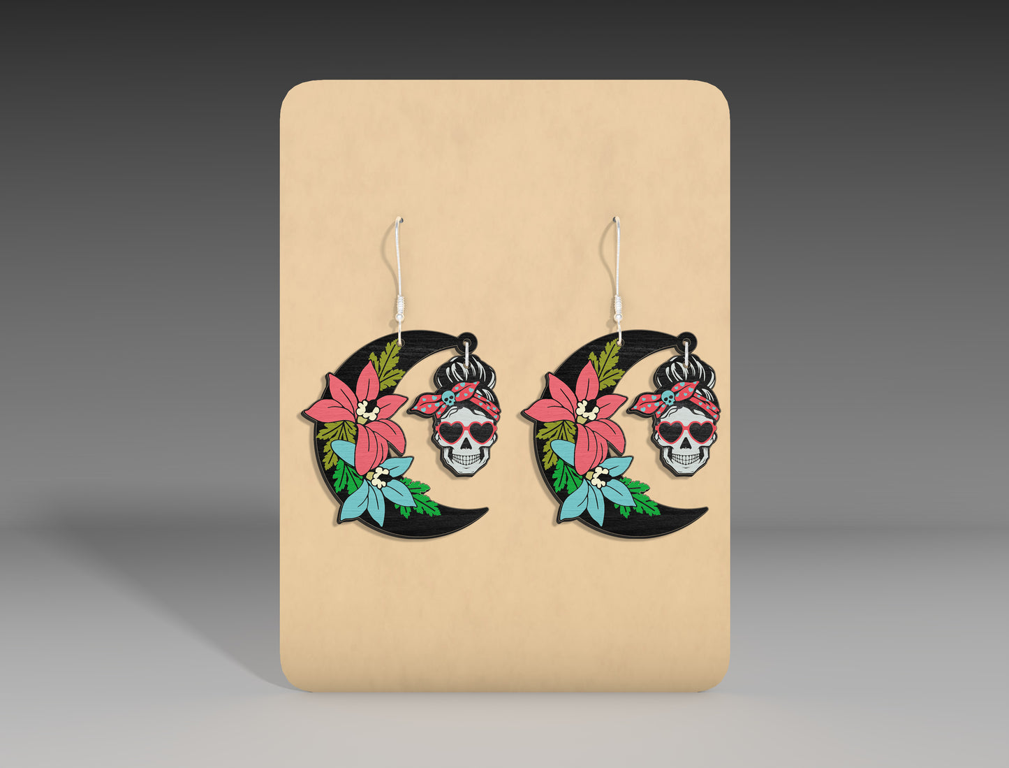 Halloween Skull Moon Earrings SVG Bundle 3 Designs for LightBurn xTool Glowforge