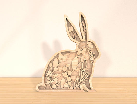 Multilayer Bunny Floral SVG Bundle 6 Layer Rabbit Nature for Glowforge