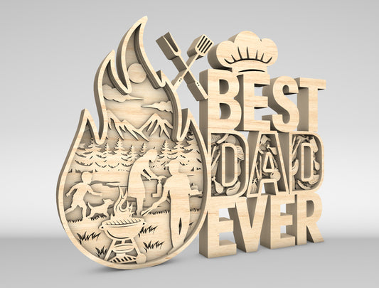 Best Dad Ever BBQ Grill Master Sign SVG Laser Cut File for Glowforge and xTool