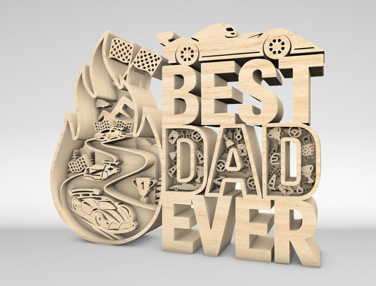 Best Dad Ever Racing Sign SVG Laser Cut File for xTool and Glowforge