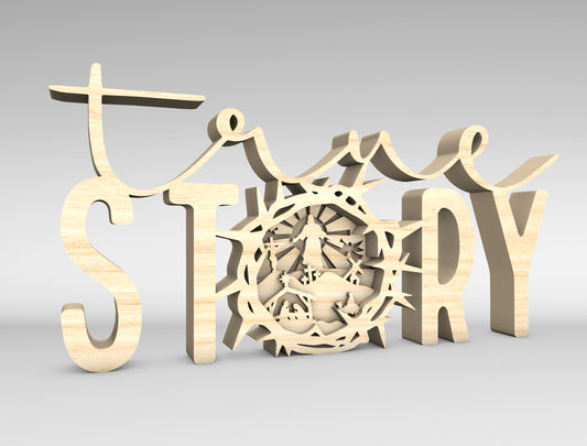 Easter Story Word Sign SVG Nativity Decor for LightBurn and Glowforge