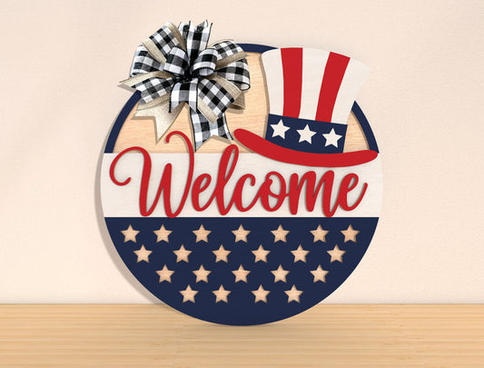 Patriotic Welcome Door Sign SVG for Glowforge, xTool, or LightBurn