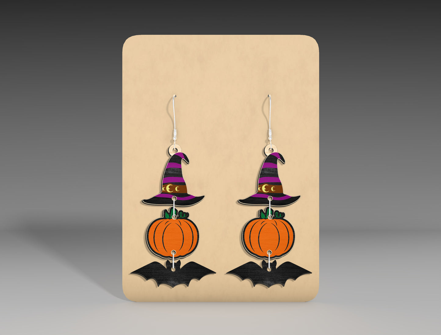 Halloween Witch Hat Pumpkin Earrings SVG Bundle 3 Designs for Glowforge LightBurn xTool