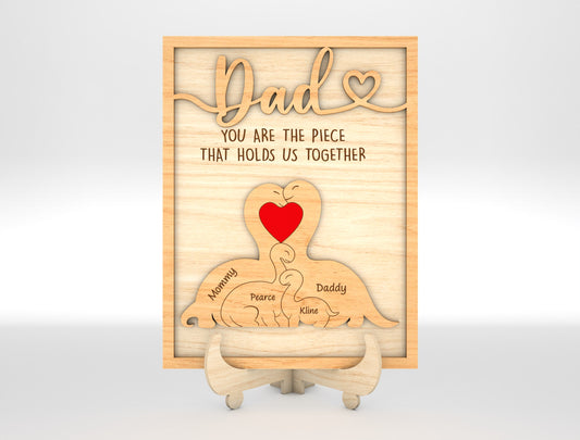 Personalized Father Dinosaur Puzzle Frame SVG for Glowforge