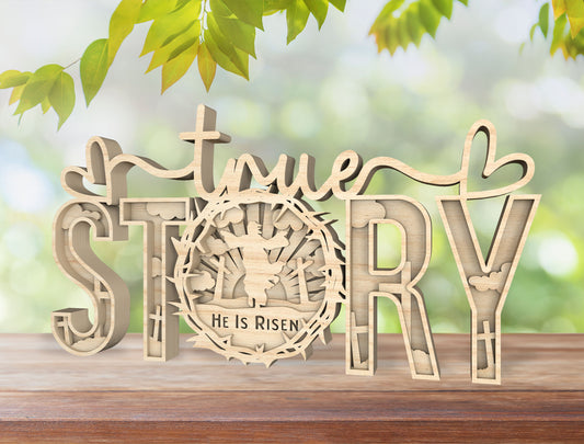 He Is Risen Easter Story Sign SVG Laser Cut File for Glowforge and xTool