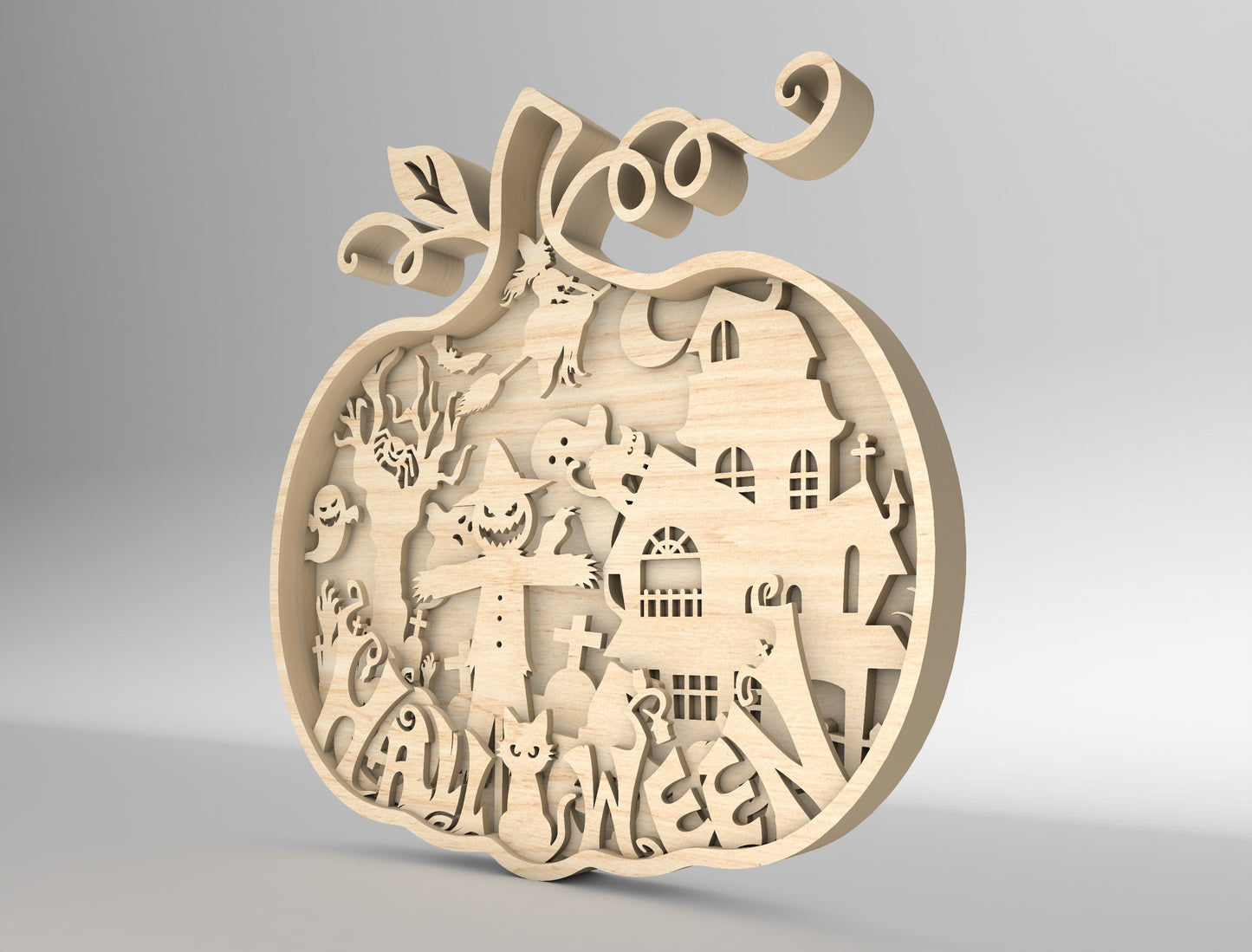 Halloween Pumpkin Multilayer SVG 10 Inch for Glowforge xTool LightBurn
