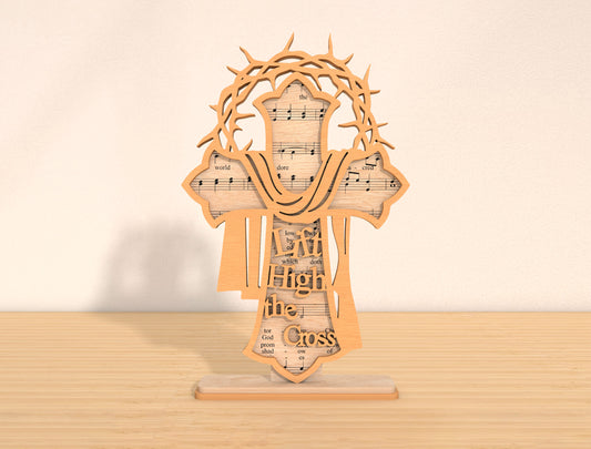 Christian Cross Hymn Laser Cut File Bundle | Faith Song Scripture Decor | Layered Wooden Cross Art | Glowforge, xTool, LightBurn, etc.