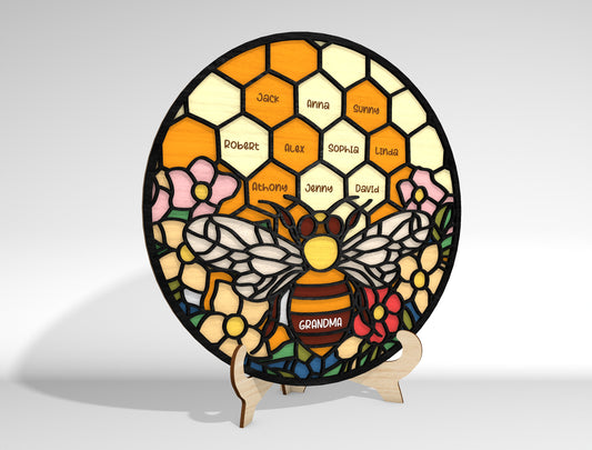 Custom Name Bee Honeycomb Sign SVG for Glowforge and LightBurn