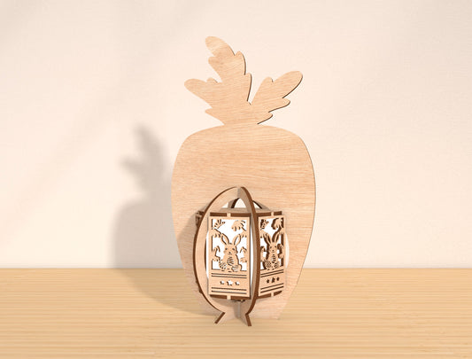 Carrot Lantern SVG Easter Wooden Bunny Theme Light Box for LightBurn and xTool