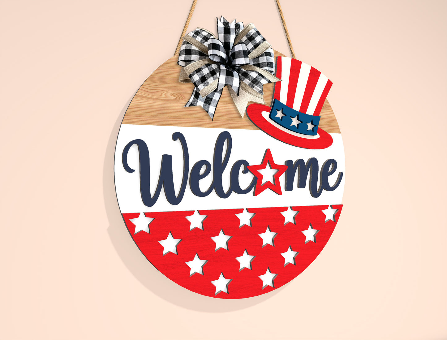 Patriotic Welcome Door Sign SVG Laser Cut File for xTool Users