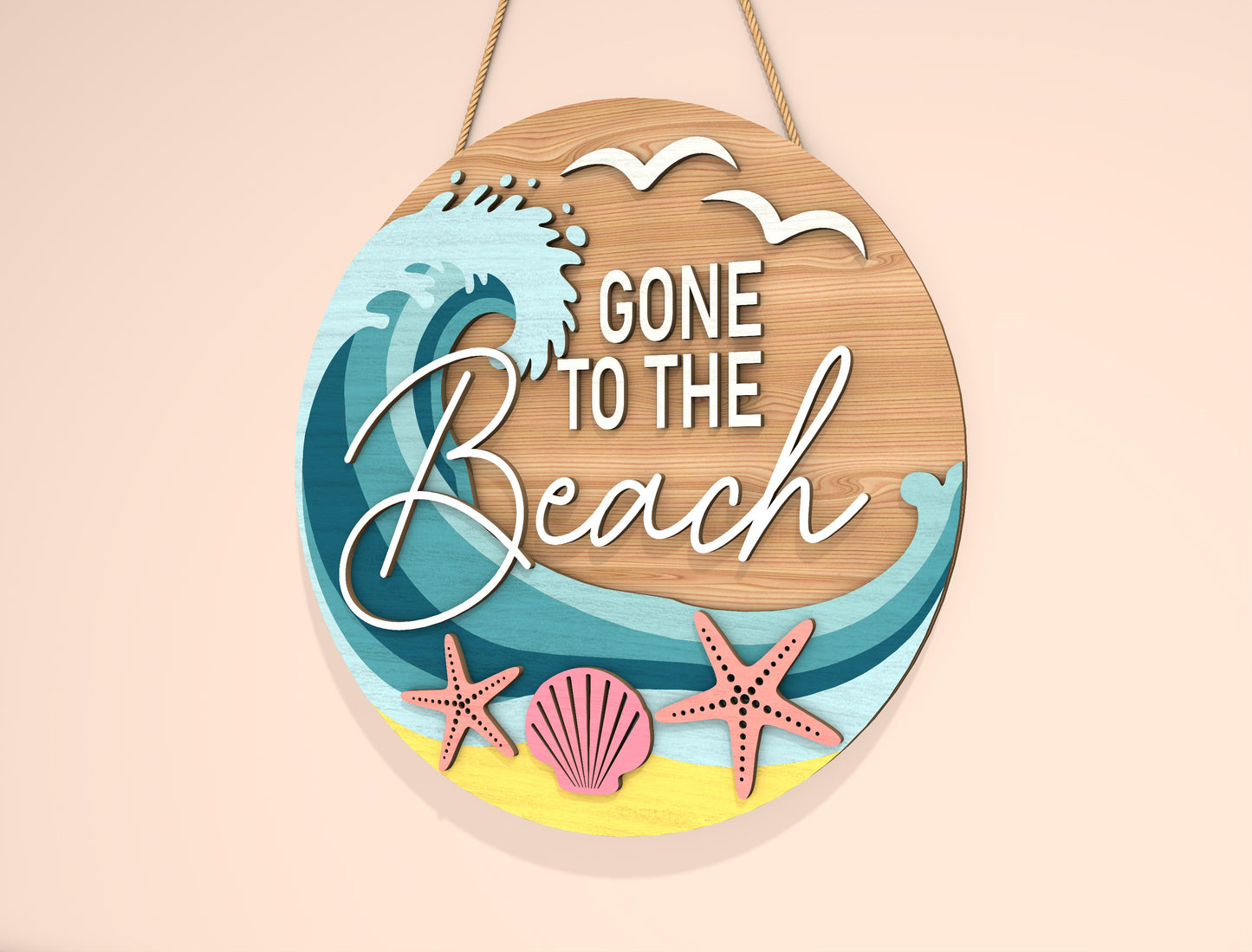 “Gone to the Beach” Door Sign SVG for xTool and Glowforge