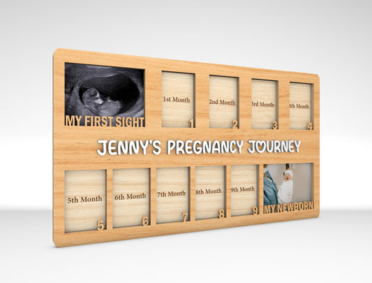 Personalized Pregnancy Journey Photo Frame SVG Laser Cut File for xTool and LightBurn