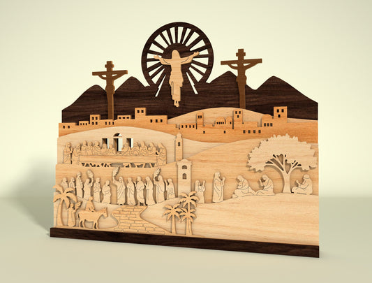 Multilayer Easter Crucifix Scene SVG Jesus for Glowforge and xTool
